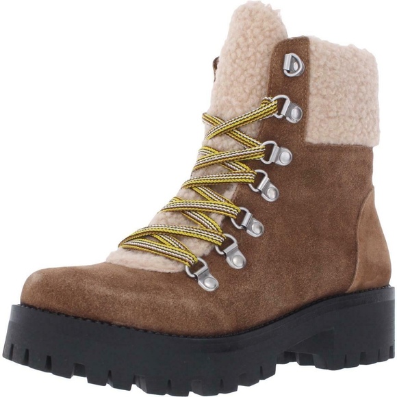 Steve Madden Shoes - NEW Steve Madden Womens Aniko Ankle Boots Zipper Lace Up Chestnut Suede NIB